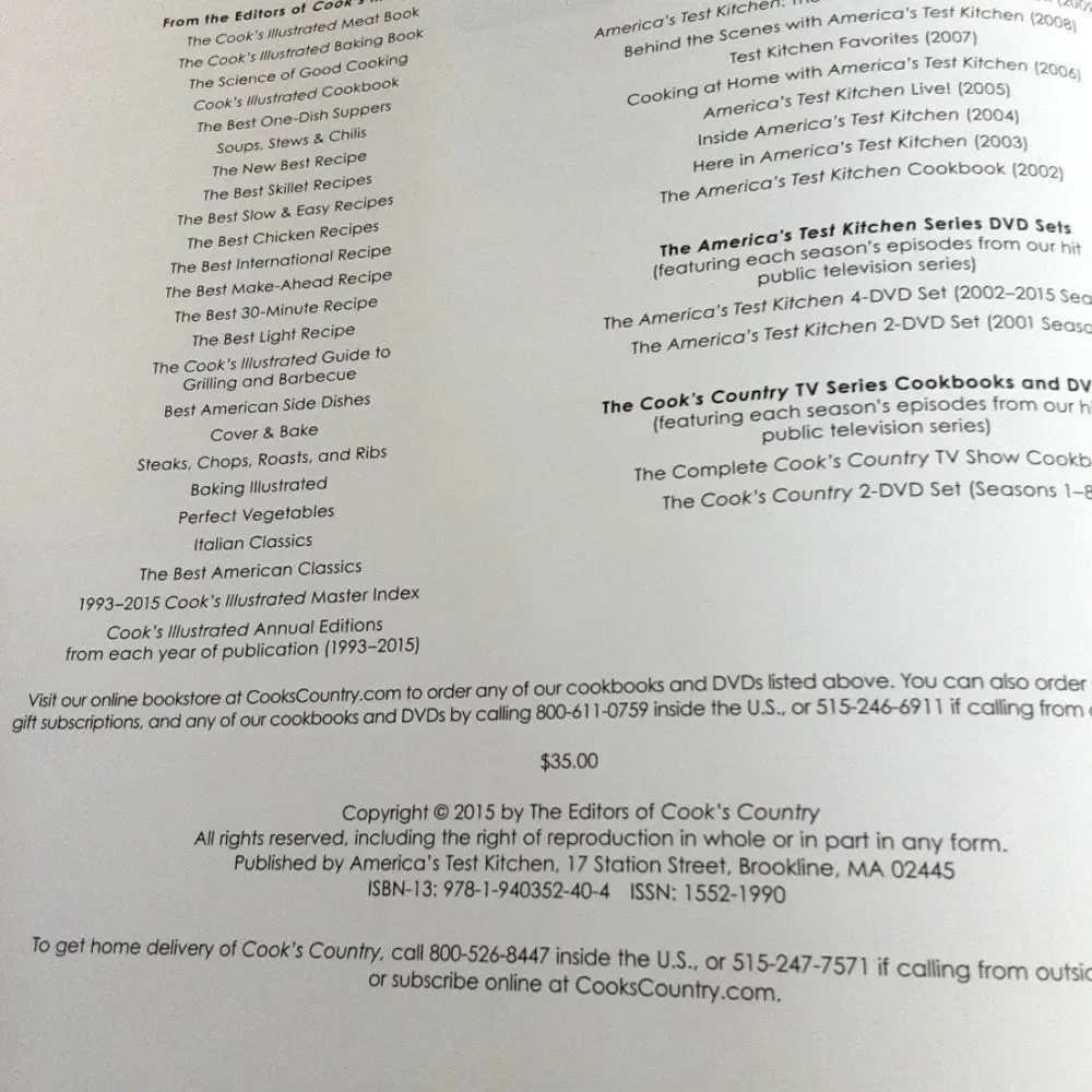 America's‎ Test Kitchen Cook's Country 2015 Yearbook Collectible